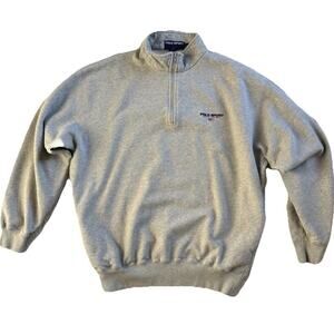 Vintage Polo Sport Ralph Lauren Sweatshirt Mens L Gray Quarter Zip Neck 90s Y2K